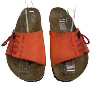 BIRKENSTOCK Papillio Orange Leather Slide Women's Sz 9 Lace Up Sandal